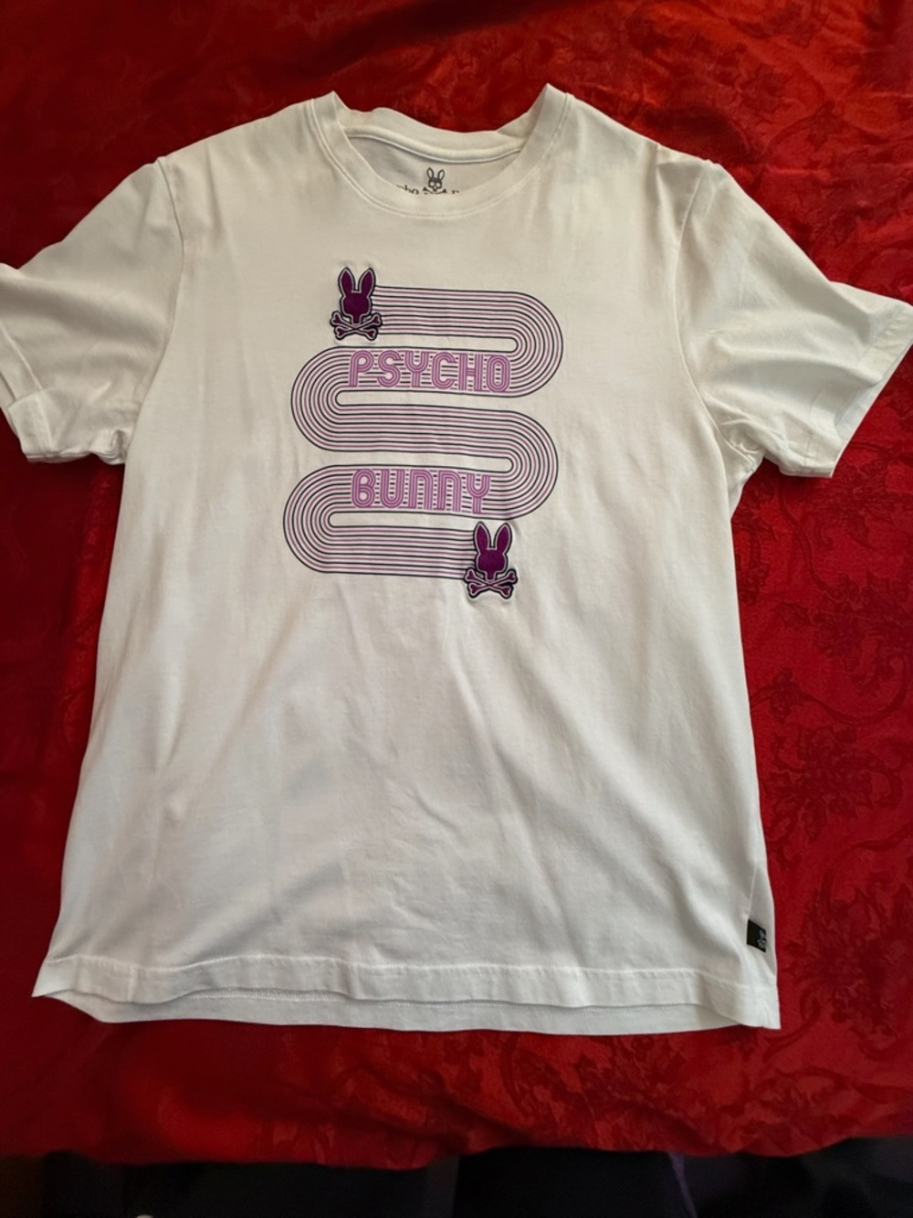 Psycho Bunny White Tee with Purple Graphic - Kids